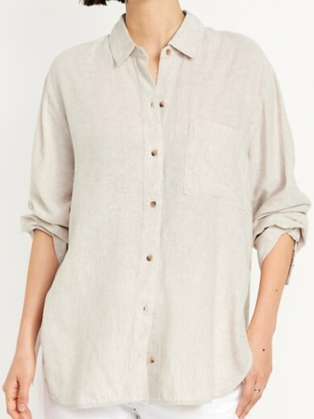 Linen Blend Button Up